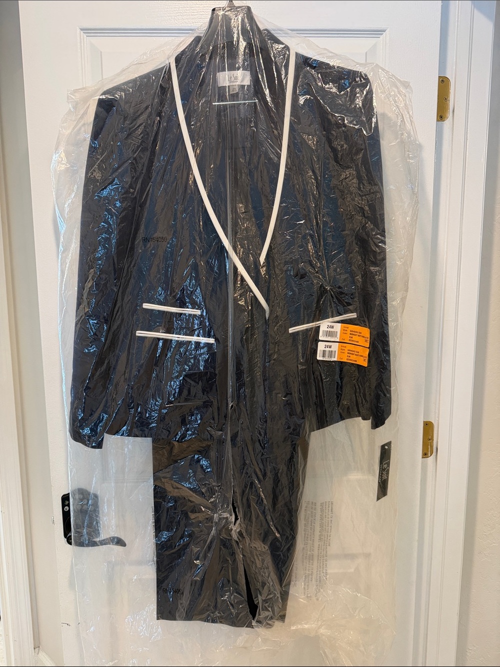 Le Suit Navy women’s suit with White Trim - blazer and matching pants